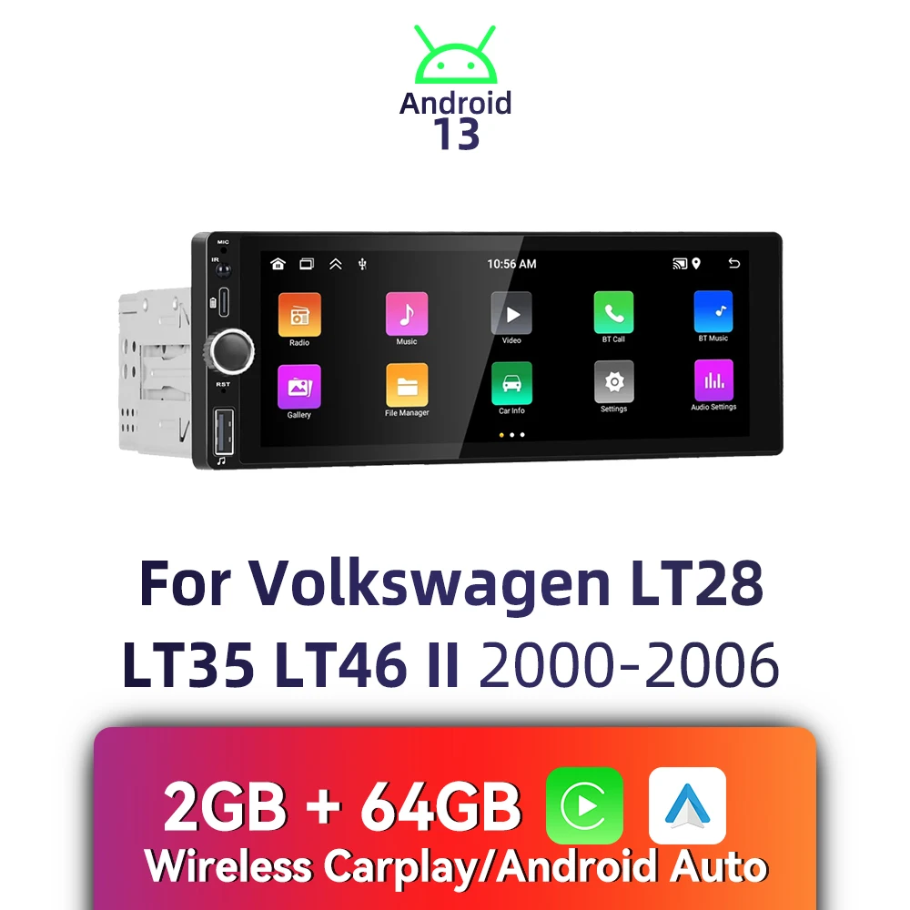 

1 Din Car Radio Android for VW Volkswagen LT28 LT35 LT46 2 II 2000-2006 6.86" Screen Stereo Carplay Android Auto Multimedia GPS