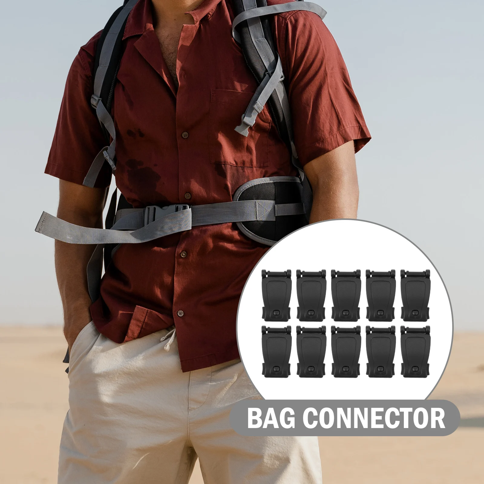

10Pcs High Durability Backpack Buckle Stylish Webbing Connector for Outdoor Tools Backpack Webbing Connectors Bag Connector
