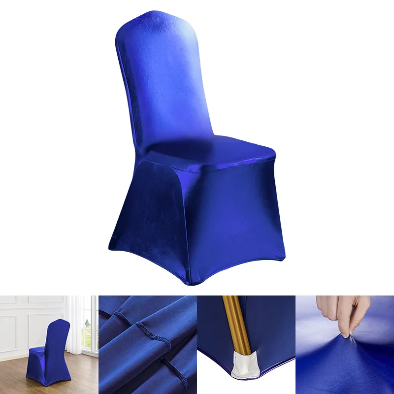 Hot Stamping Solid Color Chair Cover Hotel Banquet Wedding All-Inclusive Stretch Slipcovers Satin Protective Cover for Foot Wrap