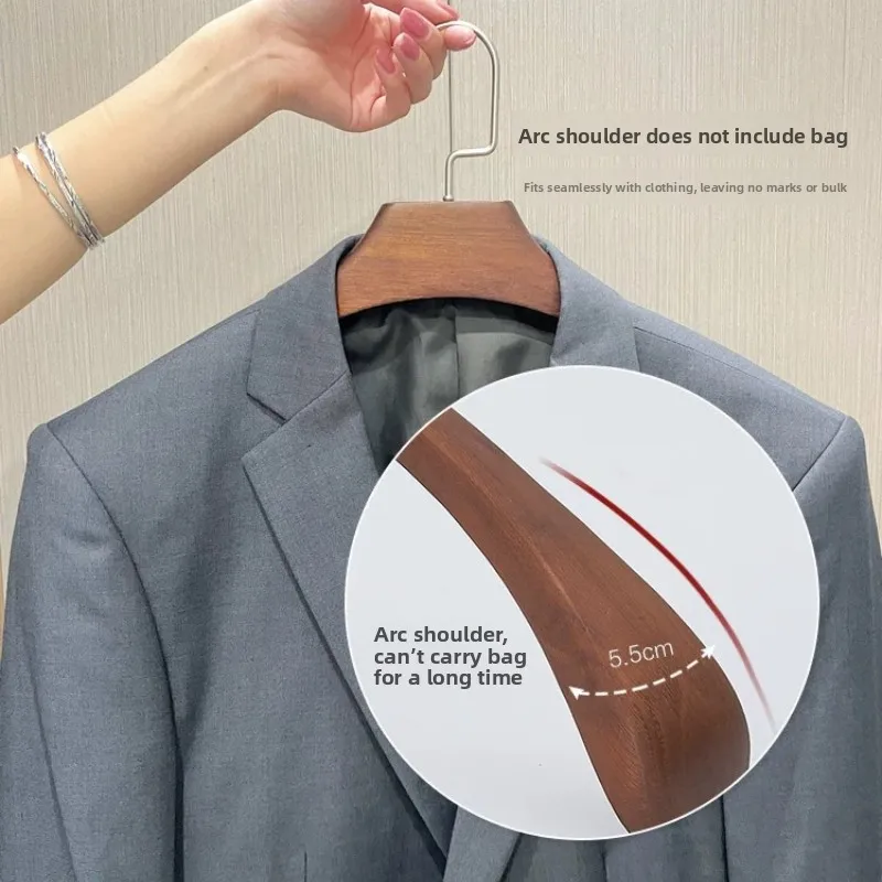 Wide Shoulder Wooden Hanger Non Slip Suit Coat Rack for Fur Leather Jacket Anti Wrinkle Garment Holder Premium Closet Organizer