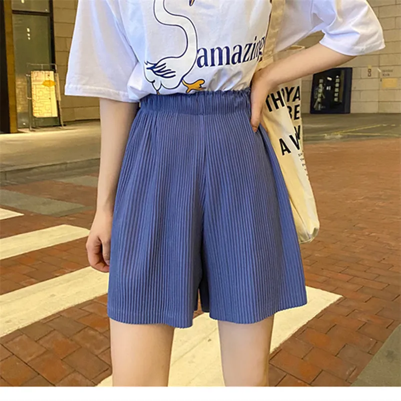 Black Rose Lavender 6 Colors Women Summer Short Pants Elastic High Waist Wide Leg Shorts Casual Loose Vintage harajuku Trousers