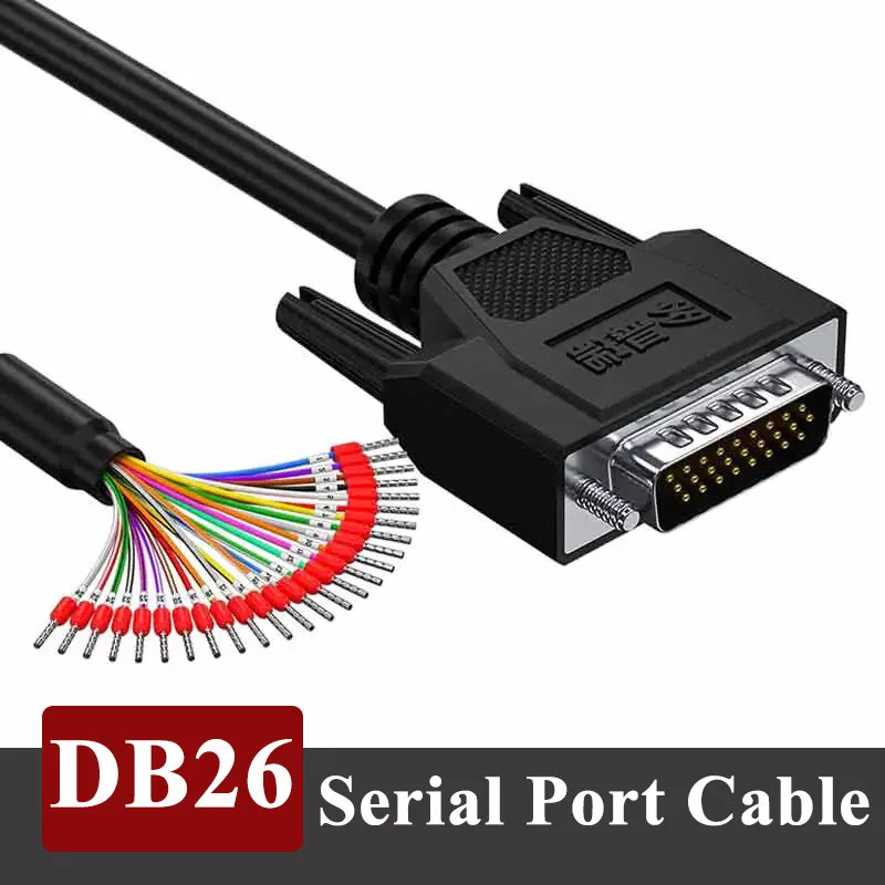 DB26 Shielded Connection Cable with Number Tube Terminal Wire DB26 Serial Port Cable 26 Pin Male Female Single Head Line