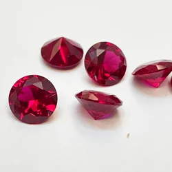 3~12mm AAAAA Quality Loose 5# Red Stones Round Brilliant Cut Ruby Red Corundum Stone Synthetic Gems For Jewelry DIY Making