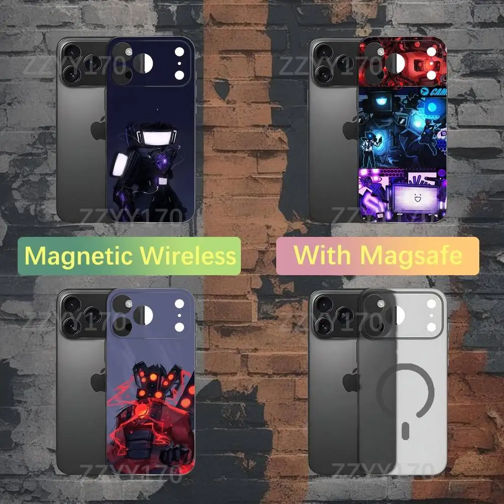 

Чехол для телефона Skibidi Toilet TV Man для iPhone 17,16,15,14,13,12,X,XS,Pro,Max,Plus,E,Air,Mini с Magsafe Magnetic Frosted Clear