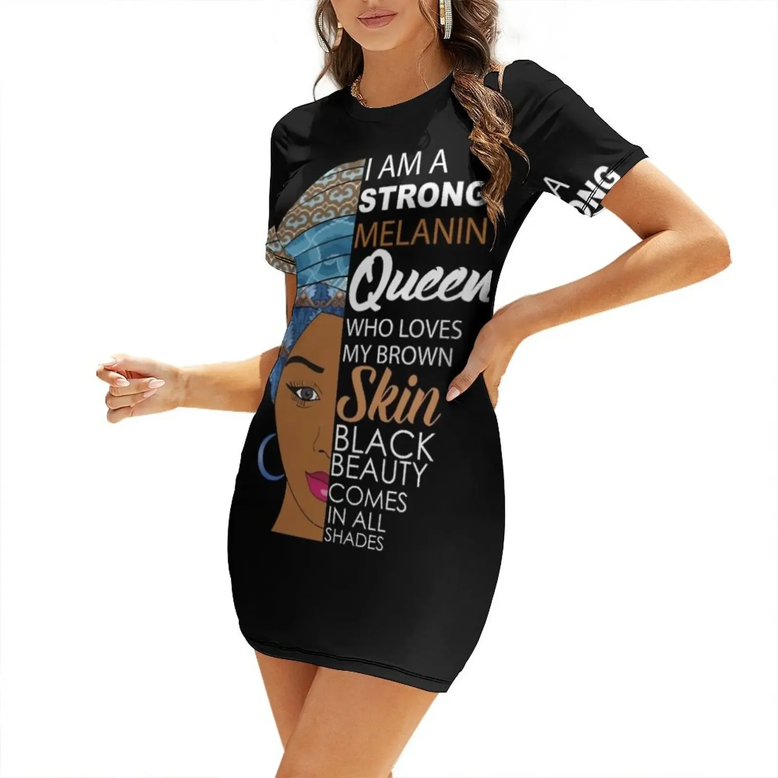 

Strong Black Melanin Queen Short-Sleeved Dress summer dress womens 2025 clothes for women Clothing evening dress woman