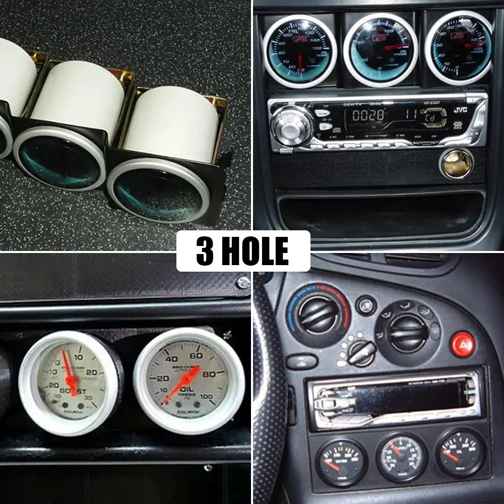 1pc Universal Car Dashboard 3 Hole Gauge Radio Holder Instrument Panel 52mm Single DIN Slot Meter Pod Mount Auto Accessories - Image 5