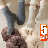 1/5pairs Winter Men's Merino Wool Socks Super Thick Warm High Quality Harajuku Retro Snow Casual Antifreeze Cashmere Socks Men