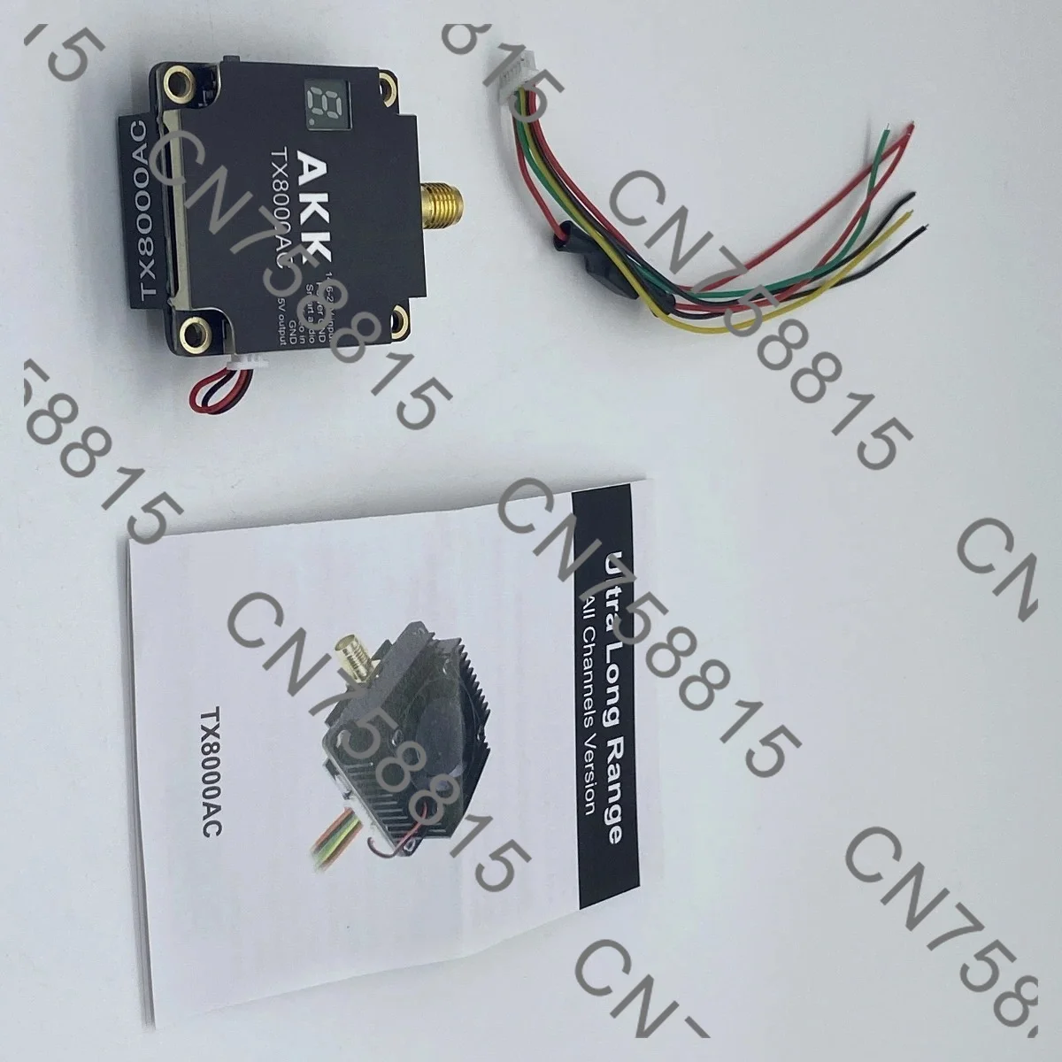 For RC parts and Accs，AKK VTX TX8000AC 5.8G 8w plastic FPV VTX long-distance transmission 96CH chart crossover machine with TBS