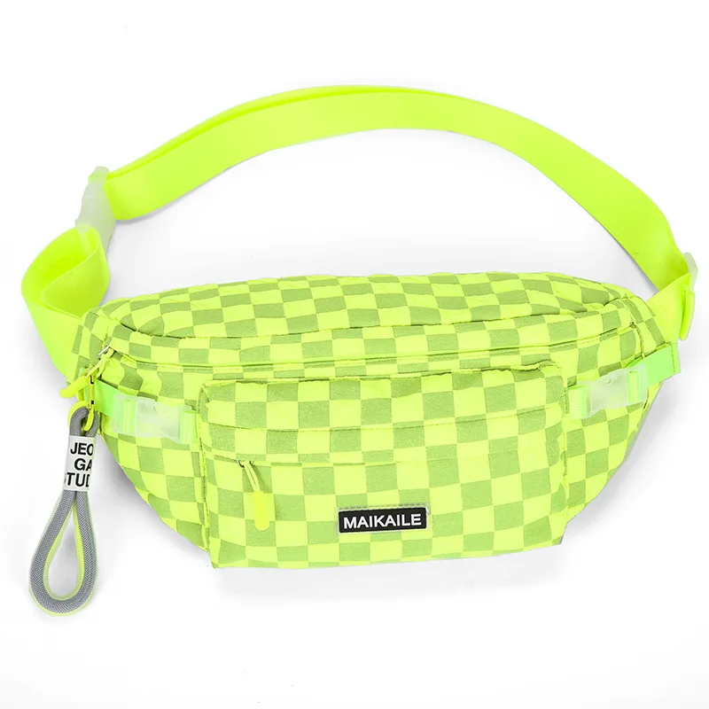 Korean Harajuku Plaid Shoulder Bag For Women Phone Chest Bag Fashion Causal Sport Waist Bag Simple Versatile Crossbody Chest Bag