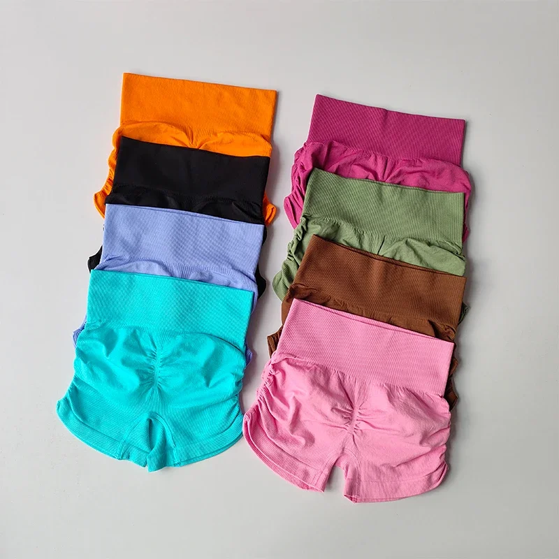 Sexy Plissierte Shorts mit Kordelzug für Damen, Enganliegende Hochgeschnittene Hüftformende Hosen, Atmungsaktive Yoga-Fitness-Dreiviertelhosen – Detail 19