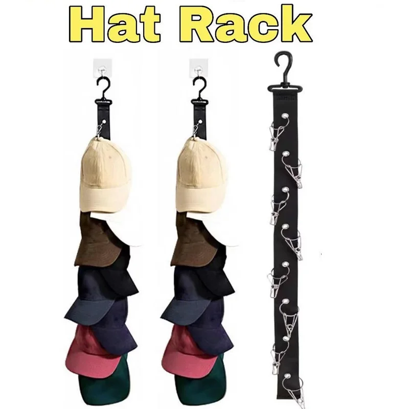 

3 pcs Display Racks With Clips Holds up to 24 Caps for Baseball / Ball Caps - Best Over Door Closet Organizer for Men Boy Women