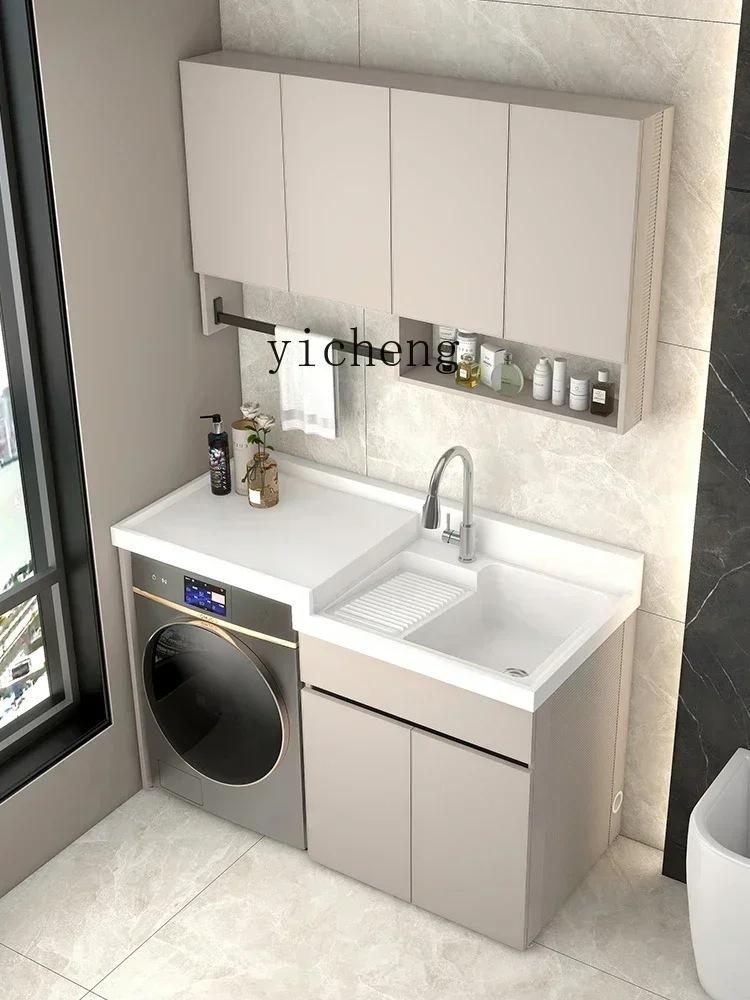 YSG6.4 Lave-linge de balcon en aluminium spatial avec façade intégrée et armoire combinée, pour le lavage du linge