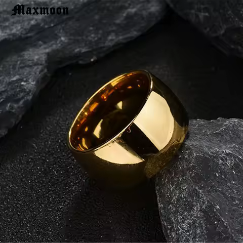 Maxmoon Stainless Steel Wide Rings Sports Male Simple Men Silver Color Jewelry Ring glod Summer Wholesale Business Titanium Boy