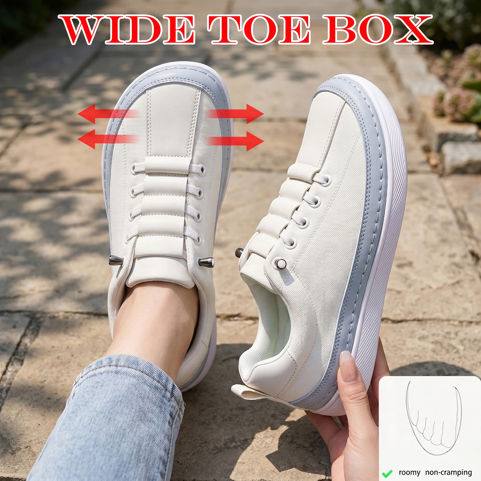 Women'S Fat Wide Last Casual Sports Shoes, Slip-ons, Improving Foot Health with Natural Fit/Feel for Women'S Barefoot Shoes, Thin Sole Comfortable Wide Toe Hiking Shoes, Gym Training Yoga Shoes, Fashionable Versatile Mesh Breathable Commuting Work Shoes