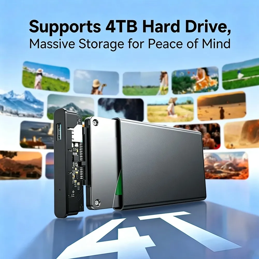 KEBIDU Werkzeugloses 2,5 Zoll 5Gbps USB3.0 SATA SSD HDD Festplattengehäuse aus Aluminiumlegierung, Hochgeschwindigkeits-Externes Gehäuse – Detail 2