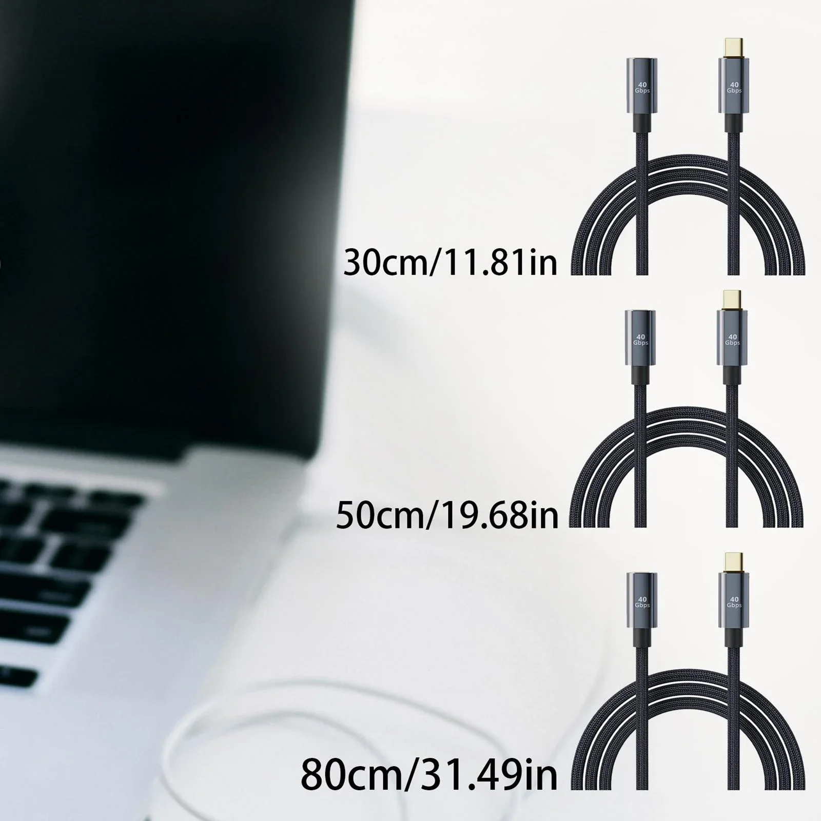 USB 4 Extension Cable Thunderbolt 4 3 Type C 40Gbps USB-C Male To Female Monitor PD 100W 8K Video Dock Station USB4 Extend Cord