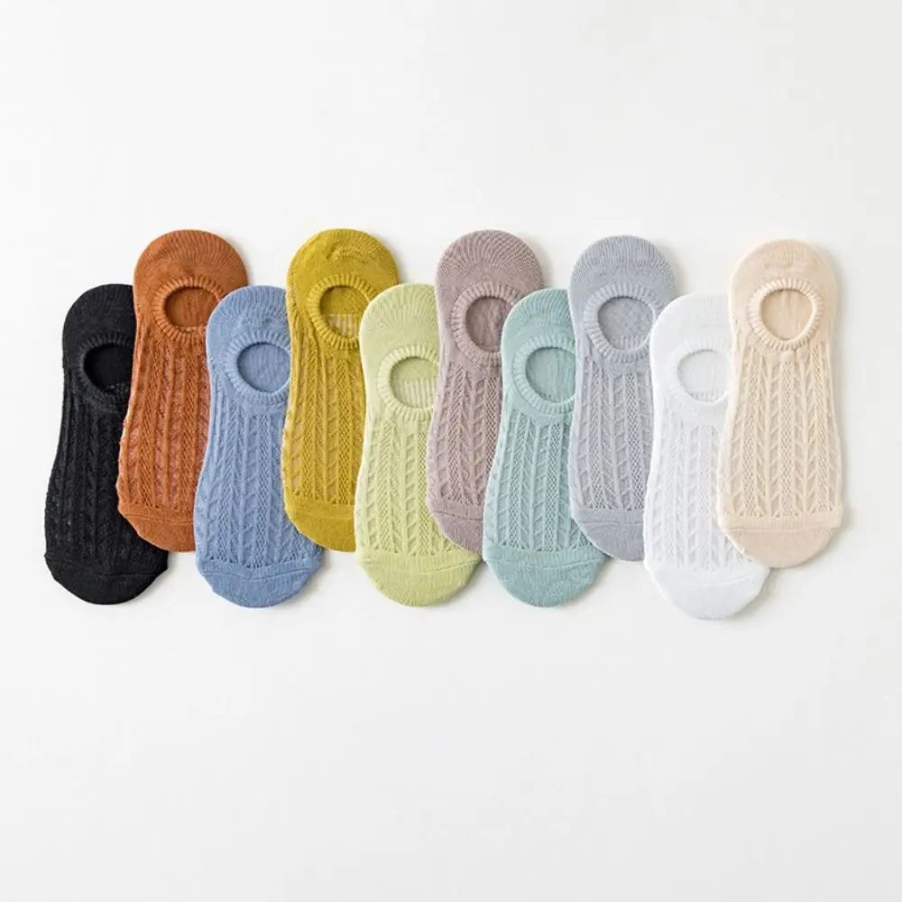 10Pairs Soft Mesh Invisible Boat Socks Non Slip Breathable Short Ankle Socks Sweat Absorbent Thin Short Hosiery Women