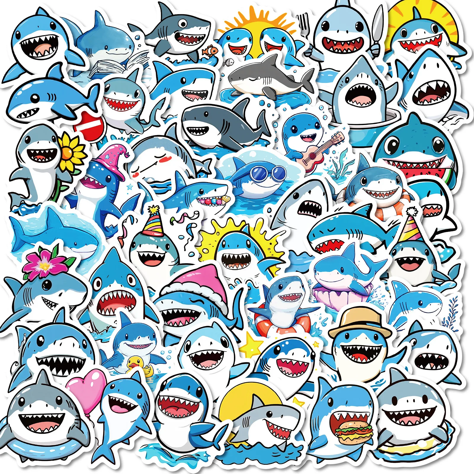 10/30/60 sztuk śliczne Shark naklejki zwierzęta Graffiti naklejki dla dzieci DIY deskorolka gitara Laptop bagaż Cartoon MEME naklejki zabawki