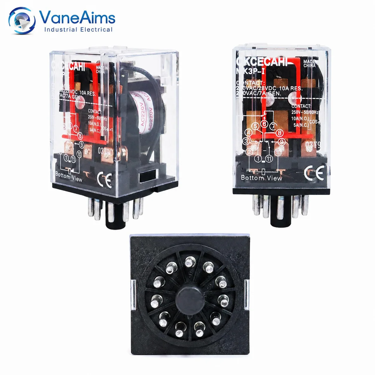 

MK3P-I 11 Pins Small Electromagnetic Relay 220V 24V 110V 380V 6V 10A Copper Coil Silver Contact Mini Intermediate Relay VaneAims