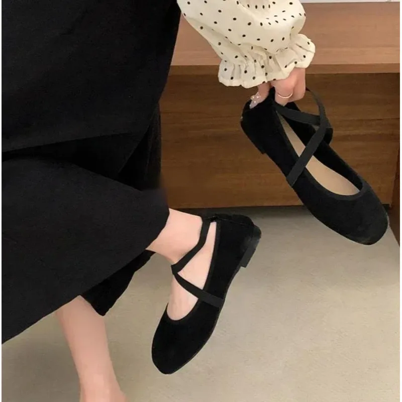 2025 neue Schwarz Rot Frühling Sommer Flache frauen Retro Mary Jane Schuhe Ballerinas Frauen Zapatos Mujer