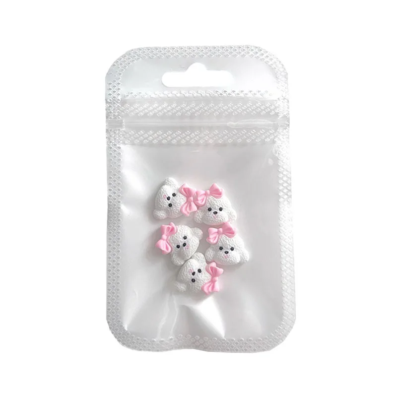 20PCS 3D Acrylic Bow Dog Nail Art Charms Kawaii Cartoon Puppy Accessories For Nails Decoration Design Mancure Decor Supplies