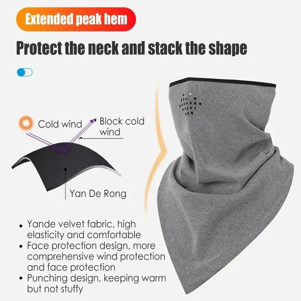 Plus Velvet Windproof Riding Mask Bib Half Face Dustproof Winter Motorcycle Ear Protection Triangle Scarves