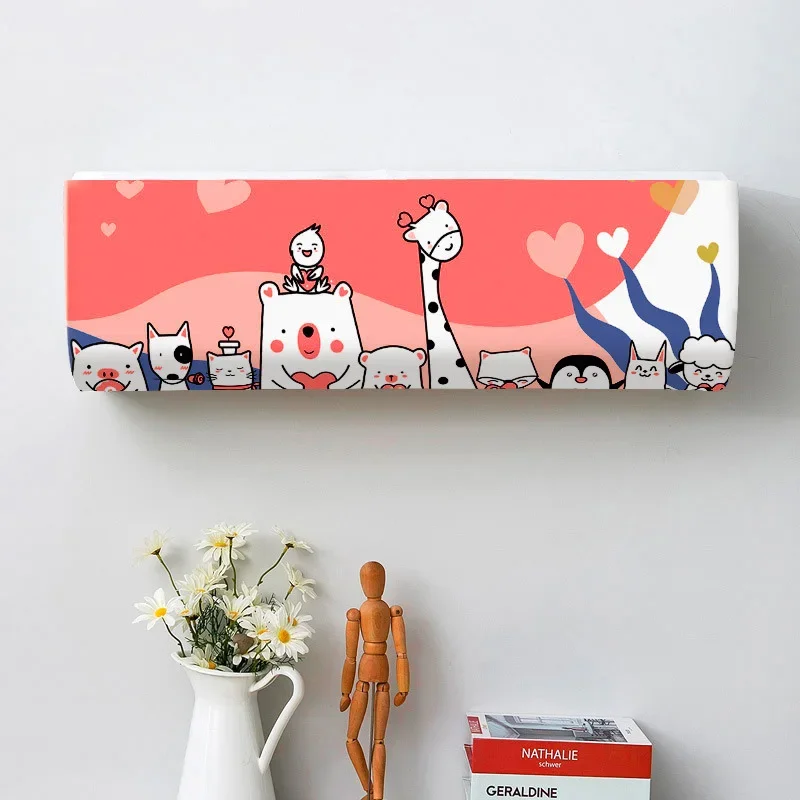 Cartoon Printed Air Conditioner Cover Easy Cleaning Air Conditioner Dustcover Wall Mounted Air Conditioner Protective Cover