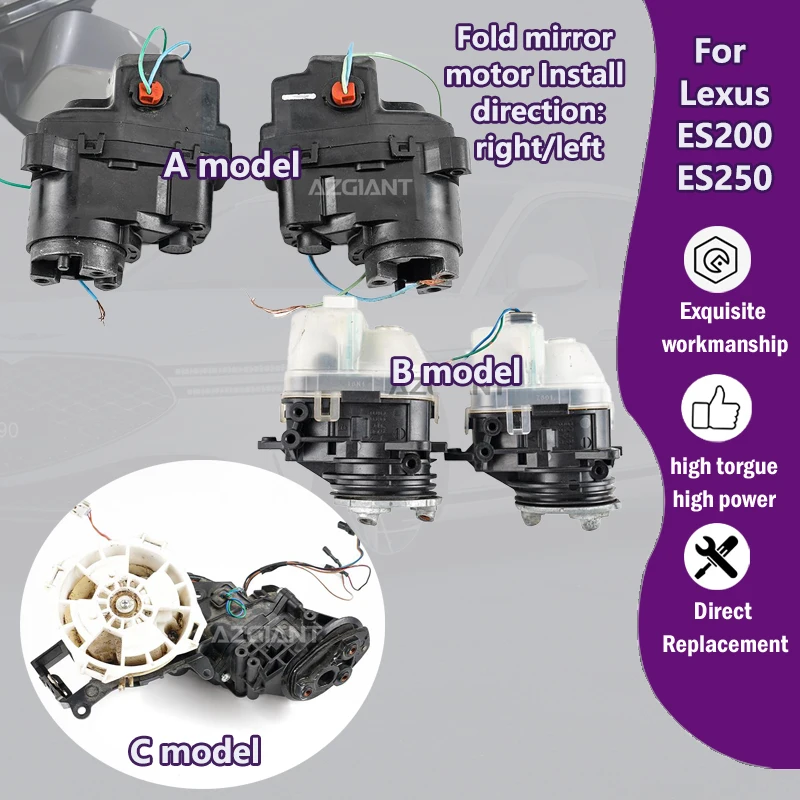 

AZGIANT For Lexus ES200 ES250 XV60 2012-2023 Car Door Side Mirror Electric Fold Right Left Motor accessories direct replacement