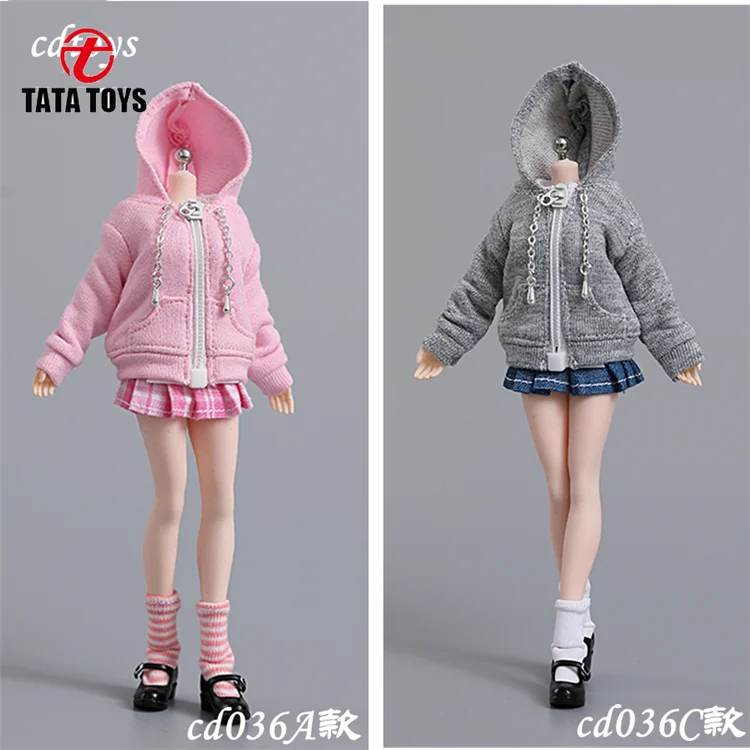 cdtoys cd036 1/12 Scale female dolls clothes Zipper Sweater Pleated skirt fit 6'' action figure body model