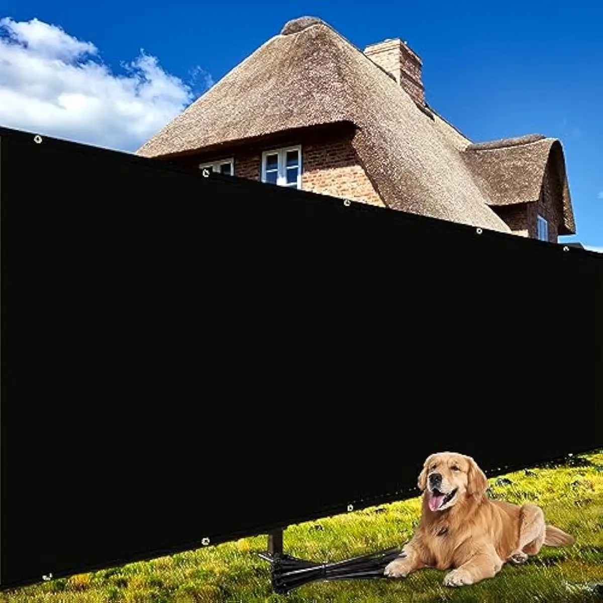 8 ft X 50 ft UV Resistant HDPE Privacy Mesh Screen with Reinforced Edges and Stainless Steel Grommets for Outdoor Fences Balconi