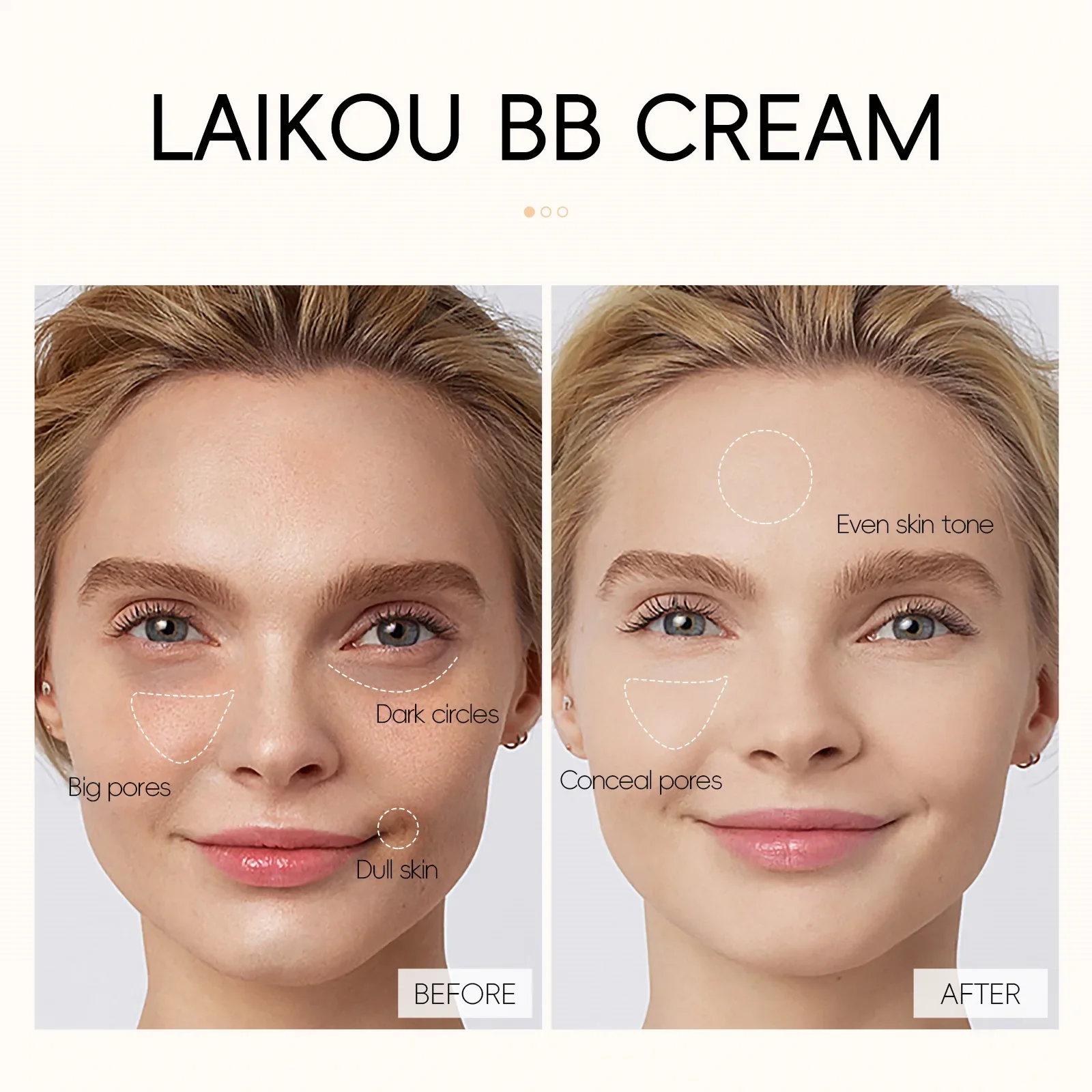 LAIKOU Base de 9 colores BB cream 30ml crema correctora Facial Natural cubrir ojeras poros textura ligera Base de maquillaje