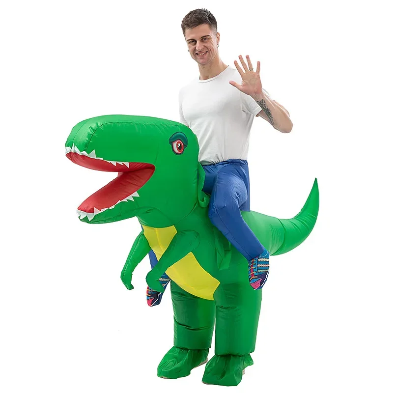 Costume cosplay gonfiabile di dinosauro verde per bambini adulti Ragazzi Ragazze Prestazioni di asilo Carnevale di Halloween Abiti divertenti