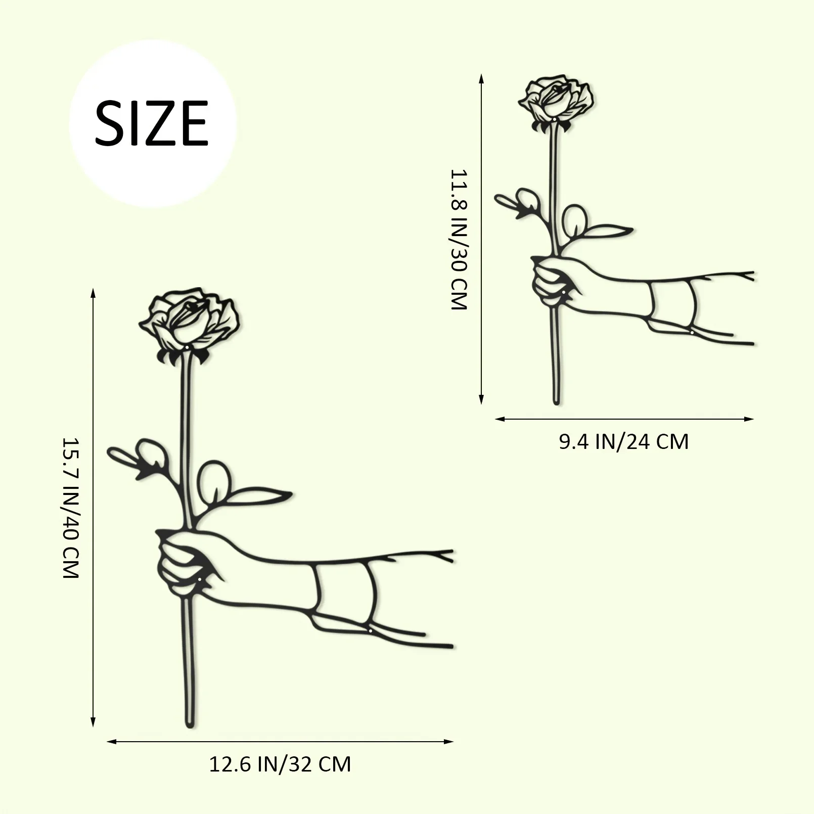 Metal Handheld Rose Black Home Decor, Minimalist Line Drawing Wall Pendant, Creative Quirky Art Wall Sculpture, Kitchen Bathroom
