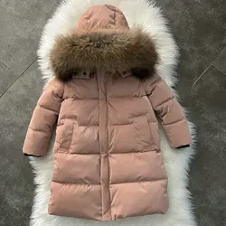 2024 Girl Winter Jacket Real Fur Waterproof Hooded Long Girl Winter Outerwear Coat 2-11 Years Teenage Boys Parka Snowwear