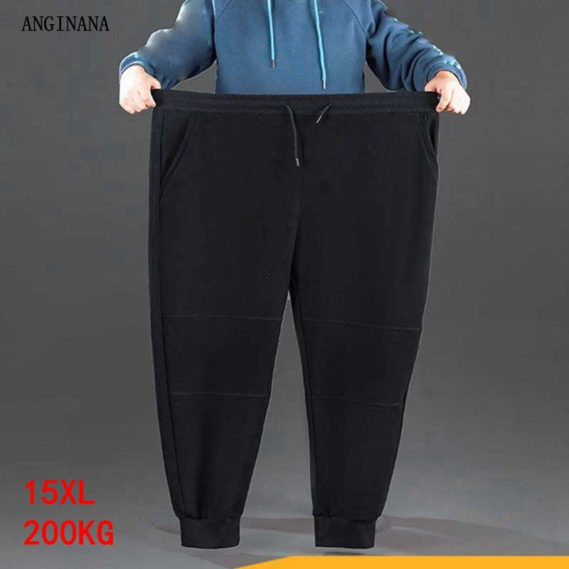 Pantalon en peluche ample pour homme, pantalon élastique noir, grande taille, 8XL, 9XL, 10XL, 12XL, automne et hiver, 200kg, 58, 60, 62