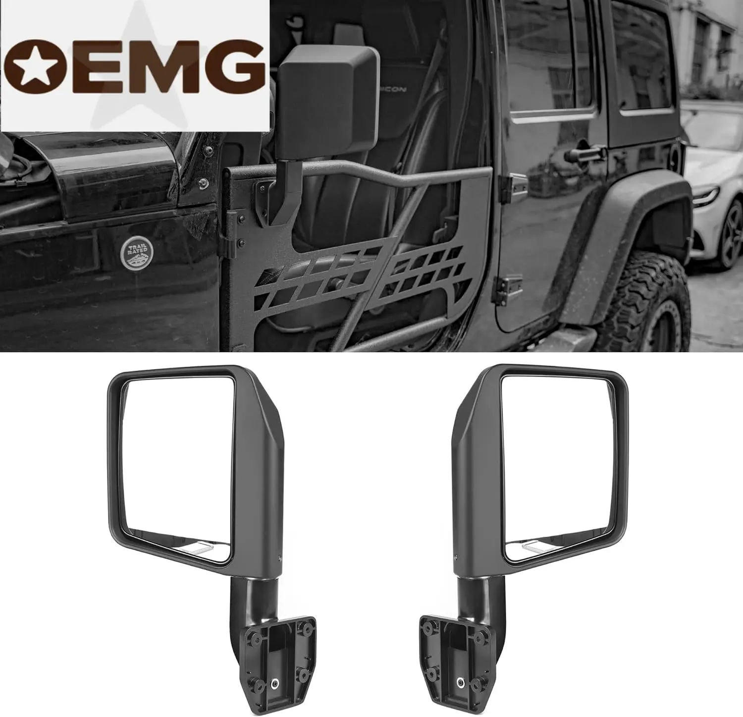 Mirrors Doors off Side View Mirrors Half Doors for Jeep Wrangler CJ7 YJ JK/JL Gladiator JT 1997-2024 - 1 Pair