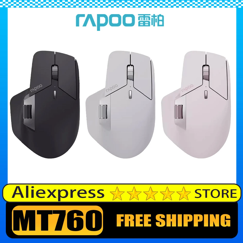 Rapoo Mt760 Wireless Mouse Bluetooth Three Modes Silent Buttons Long Battery Life Gaming Mouse PC Gamer Accessories Office Gifts