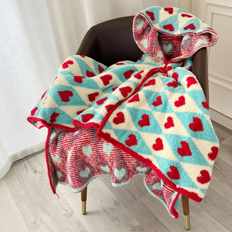 

Spring and autumn warmth half fleece hooded shawl home cloak blanket office nap blanket lunch break blanket cape blanket