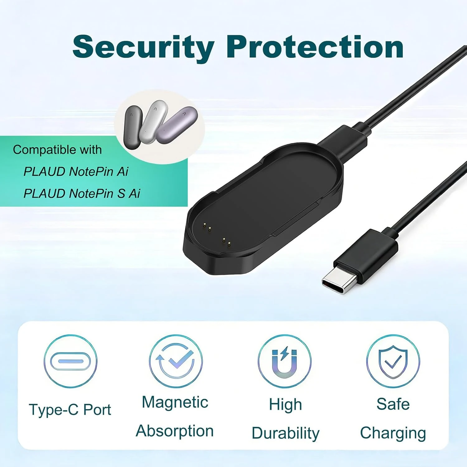 

Magnetic Charging Dock for Plaud NotePin S Ai Voice Recorder Replacement Charger Cradle 1m USB-C to USB-C Cable