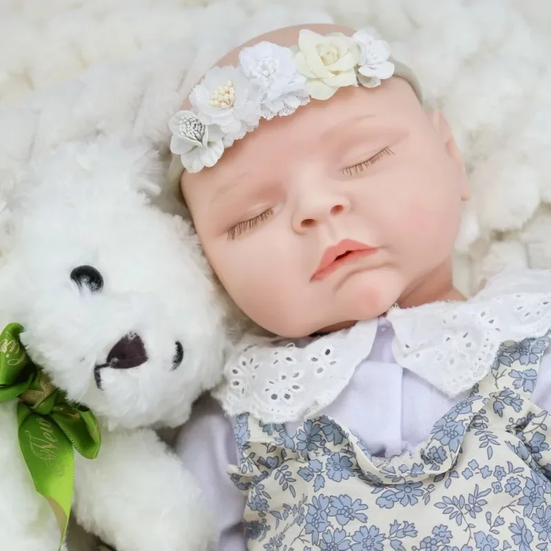 High Simulation 20 Inch Solid Silicone Reborn Baby Doll Cute Newborn Baby Girl Cute Realistic Silicone Doll