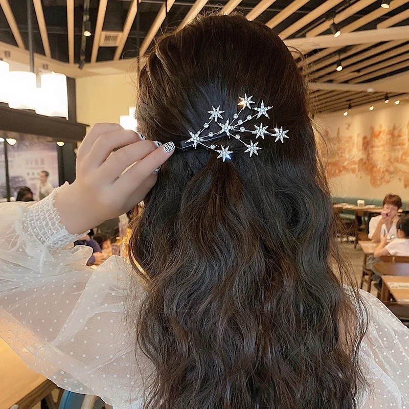 1pc 新合金星空ヘアクリップ、サイド前髪と壊れたヘアクリップ、ダックビルクリップヘッドバンドとヘアアクセサリー