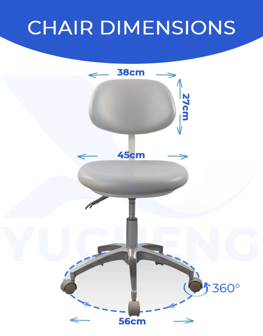 Ergonomic Comfort Medical Dental Chair Beauty Stool with Adjustable Height Supportive Backrest Silent Casters for Doctors Nurses