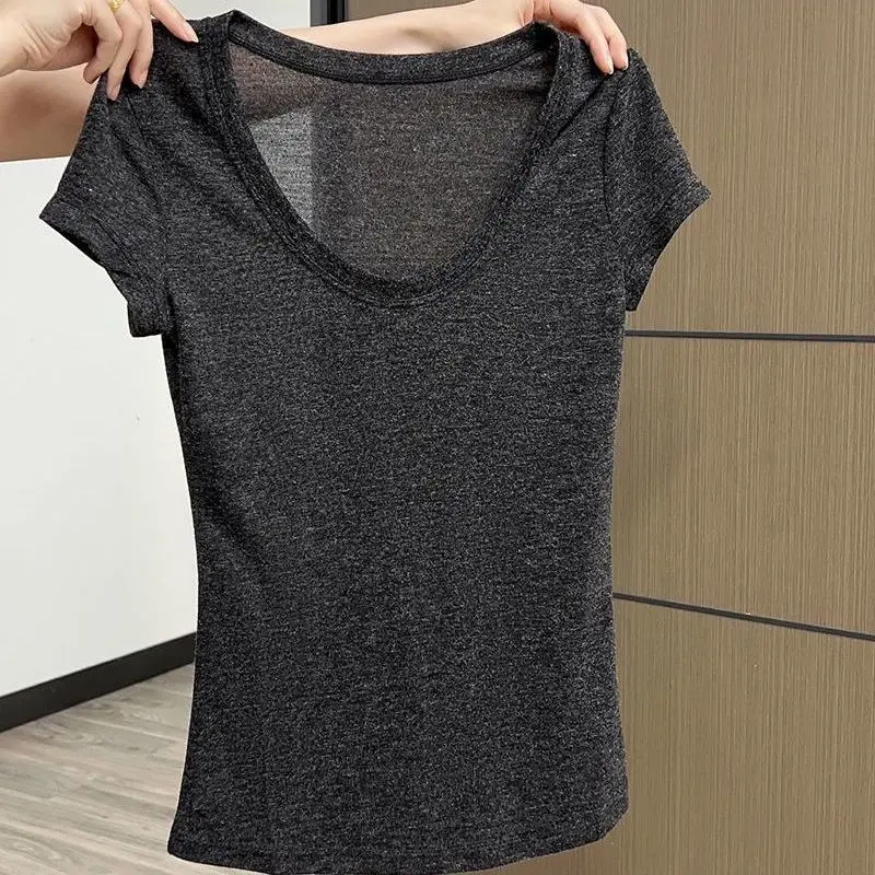 

Simplicity All-match Thin Street Casual Tops New Summer Short Sleeve Solid Loose Vintage T Shirts Fashion Korean Women Clothing