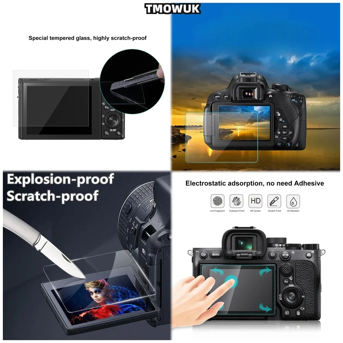 

HD Clear 9H Tempered Glass For RX100 RX100IV RX100VII A9 A9II, Robust Anti-Scratch Screen Protector.