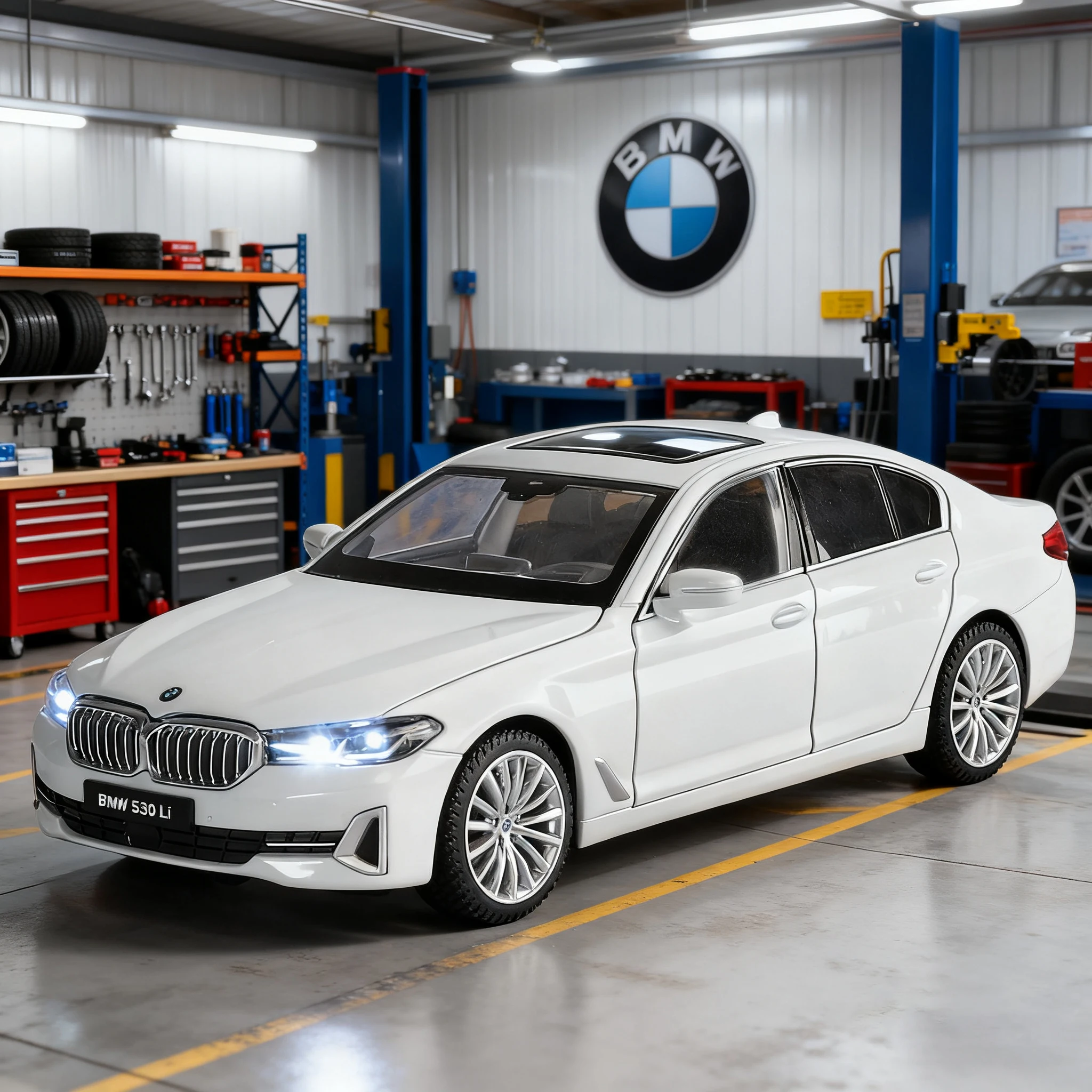 1:24 BMW 530 LI aleación modelo coche de juguete Diecasts Metal fundición sonido y coche ligero juguetes para niños vehículo