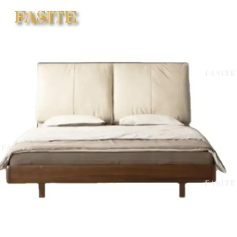 For 1.8m Double Bed North American Black Walnut All Solid Wood Modern Simple Soft Bag Suspended Bed Master Bedroom Furniture