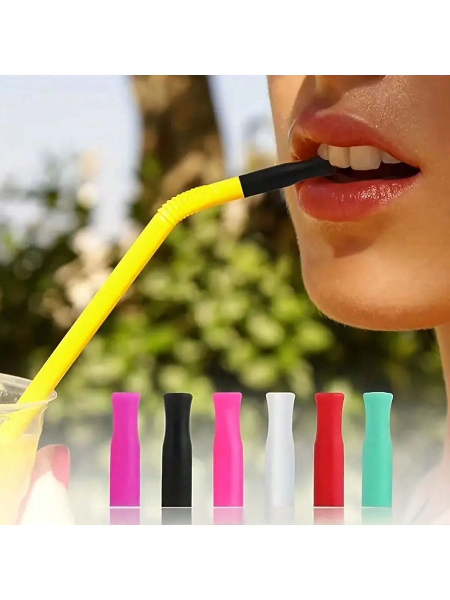 Silicone Straw Tips, Reusable Metal Straws Covers Fit for 1/4 Inch Wide(6MM Outer Diameter) Stainless Steel Straws（Color Random）