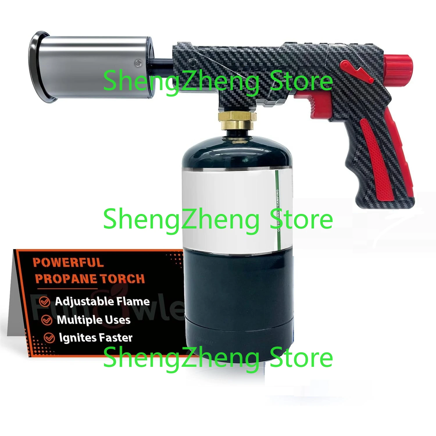 Propane Torch Gun with Adjustable Flame, Handheld Head for BBQ, Grill Sous Vide, Campfire & Charcoal Lighting (Tank Not Included