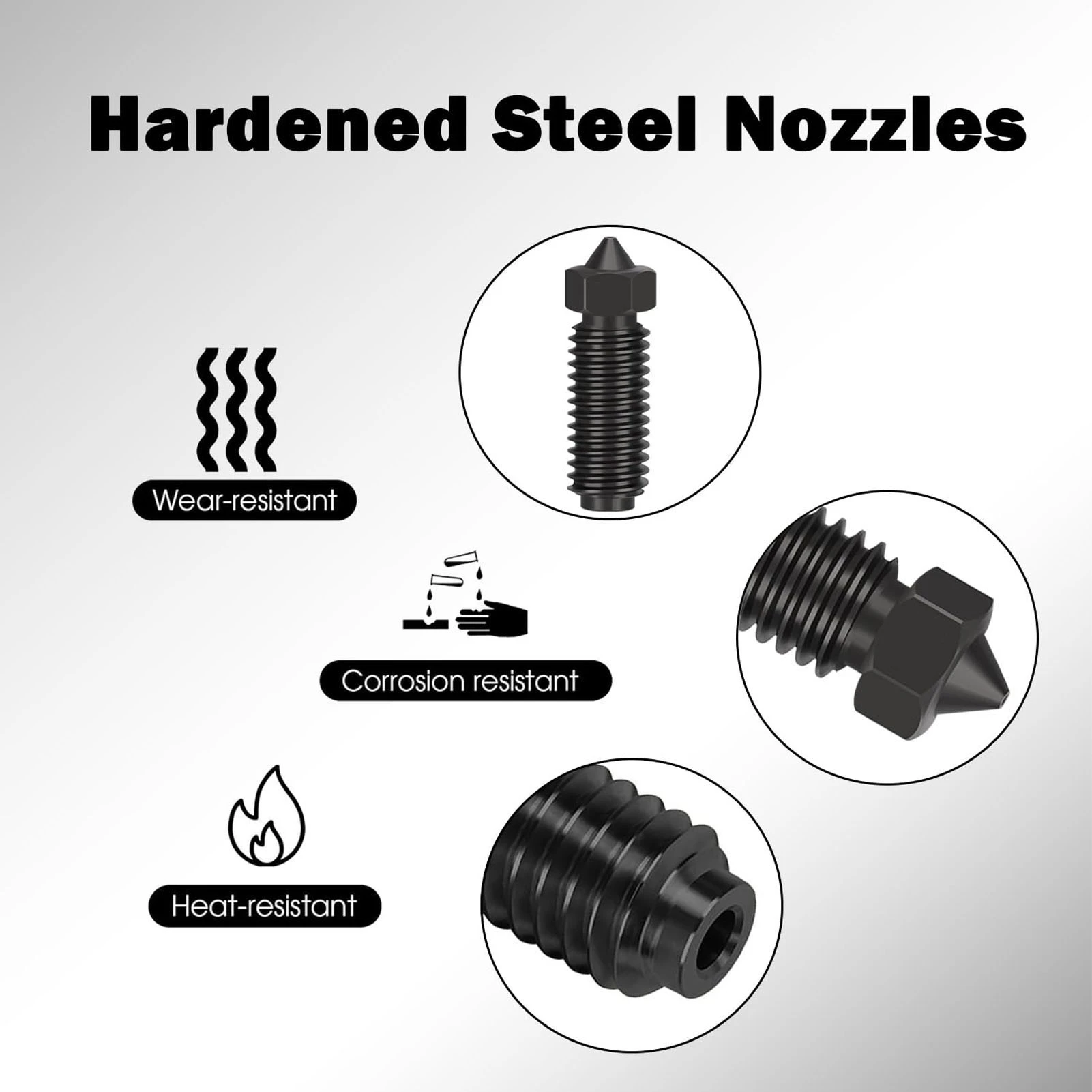 10 Pcs 3D Printer Nozzle Replacement for Anycubic Kobra 3 3 Combo S1 S1 Combo 3D Printer Hardened Steel Extruder Nozzle
