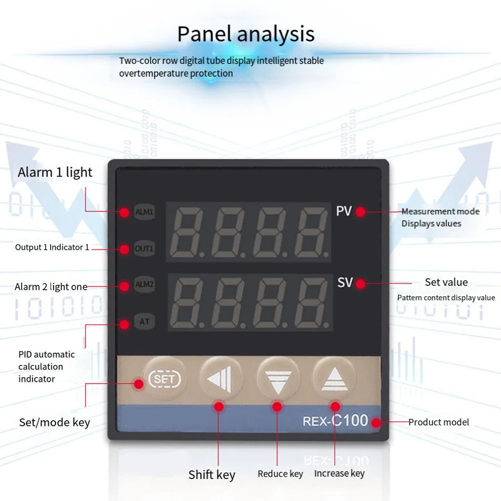 REX-C700 Intelligent Digital Temperature Controller Relay Output 0-400°C PID Control Supports K/E/PT100 Sensor Input Controller